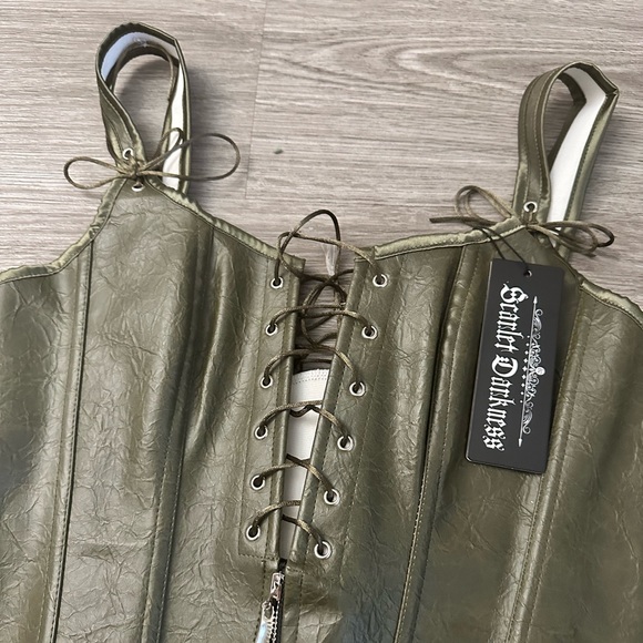 NWT| Olive Green Leather Boned Bustier 🫒 - Picture 9 of 11